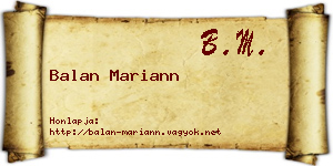 Balan Mariann névjegykártya